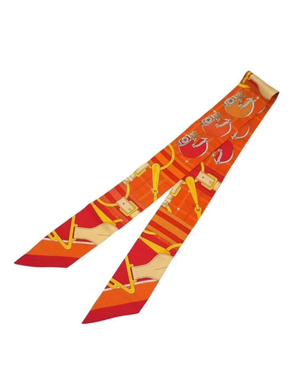 Hermes Ribbon Scarf Twill Multicolor Silk 100% Bouquets Sellier - Picture 2 of 4